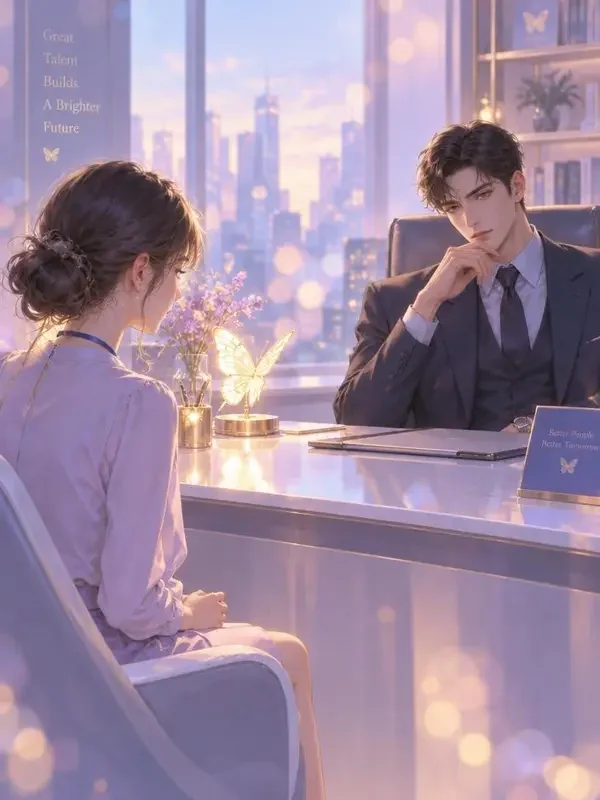 AI漫剧《时先生的隐婚妻》封面，都市隐婚甜宠的办公室场景